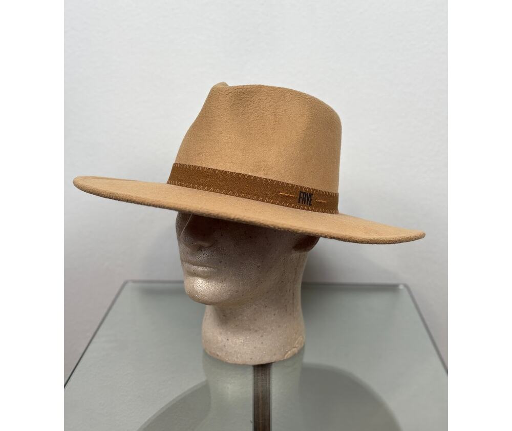 Frye Wide-Brim Felt Rancher-Style Fedora Western Hat in Camel Tan Men's O/S NWT
